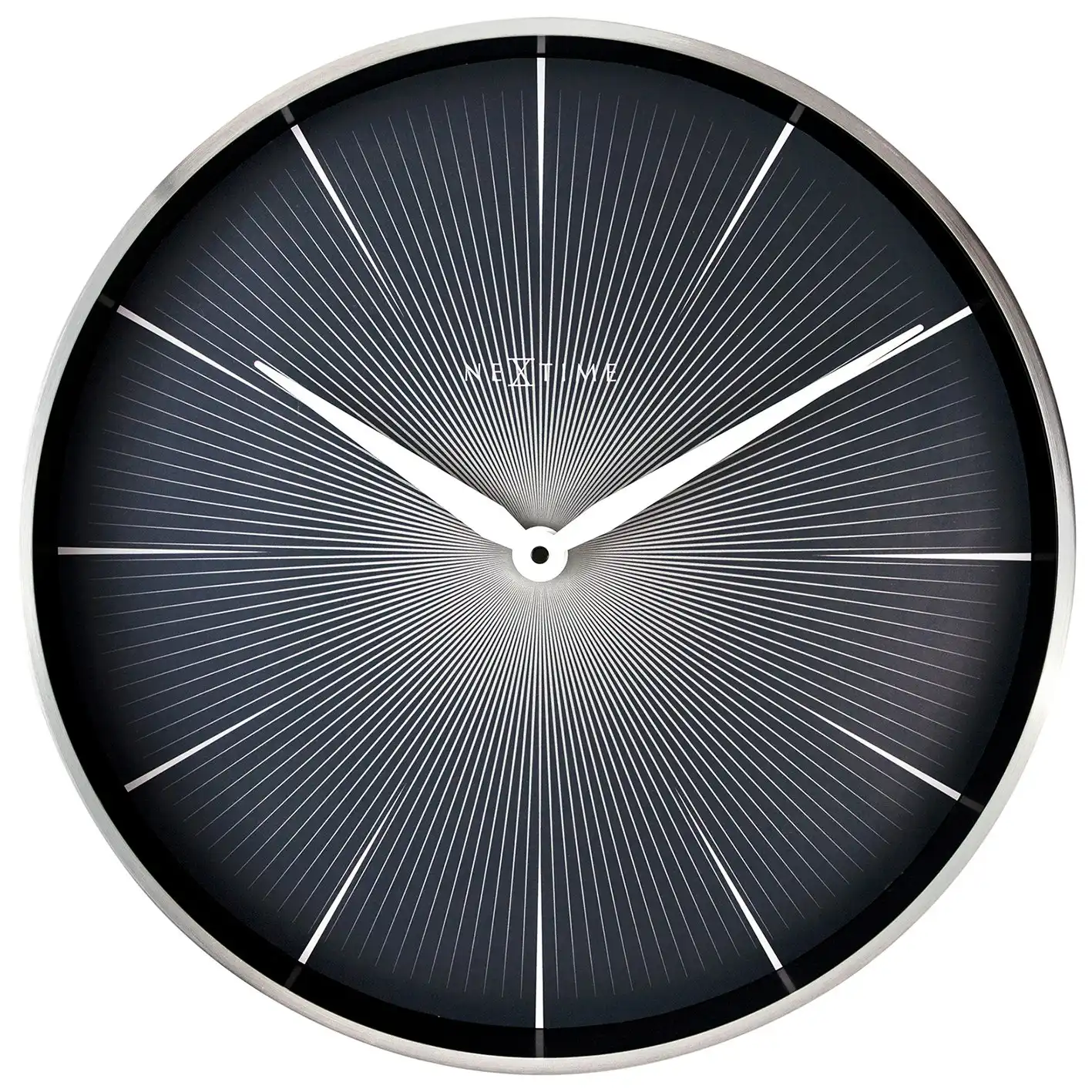 NeXtime 40cm 2 Seconds Silent Non-Ticking Round Analogue Metal Wall Clock Black