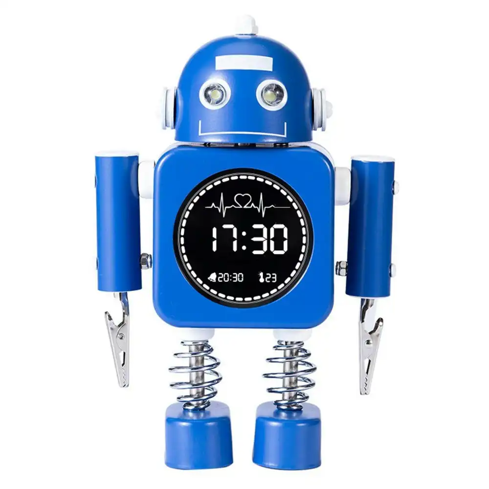 Laser 16cm Kids Robot Themed Digital Alarm Clock Time/Temperature/Date Blue 3y+