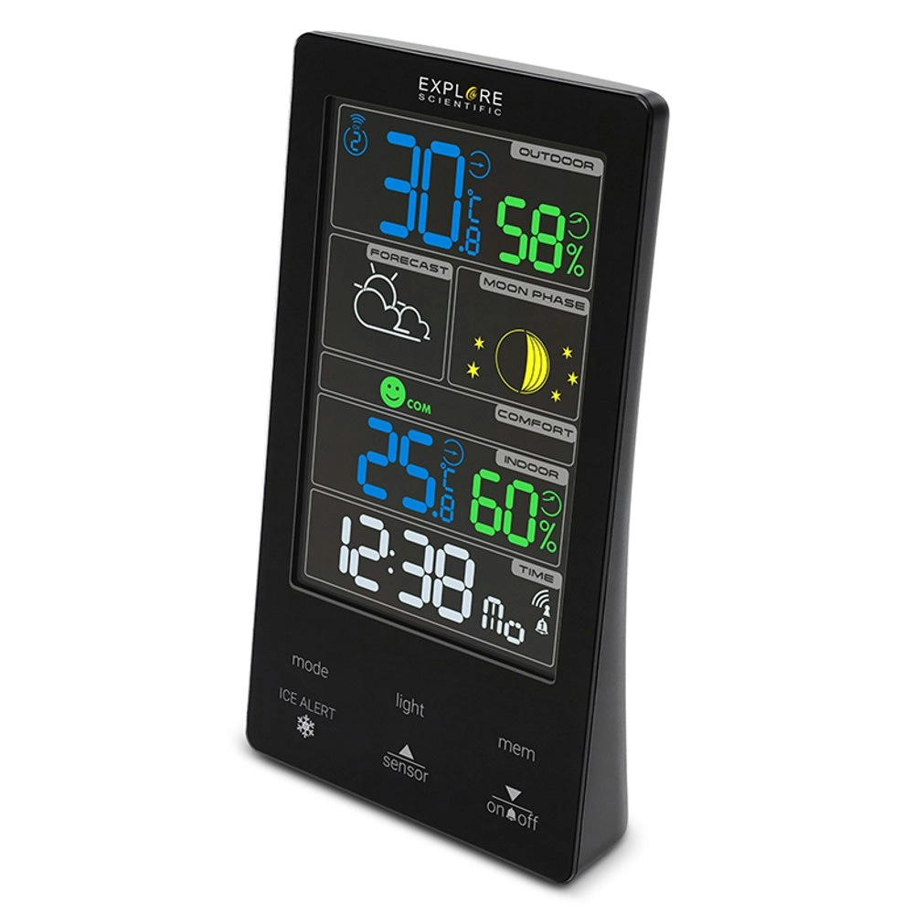 Explore Scientific Vertical Coloured Touch Key Advanced Weather Station Black