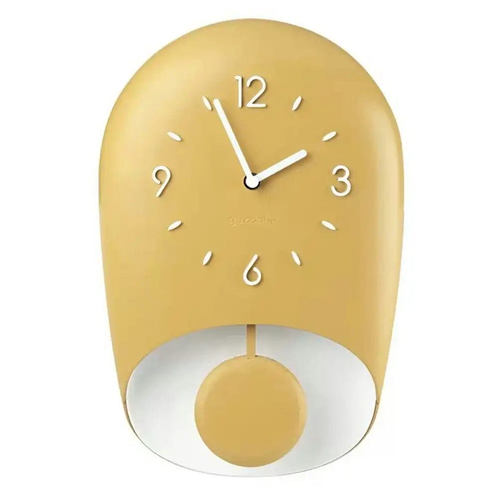 Guzzini Home Hanging Decor 33x22cm Wall Clock w/ Pendulum Bell Mustard Yellow