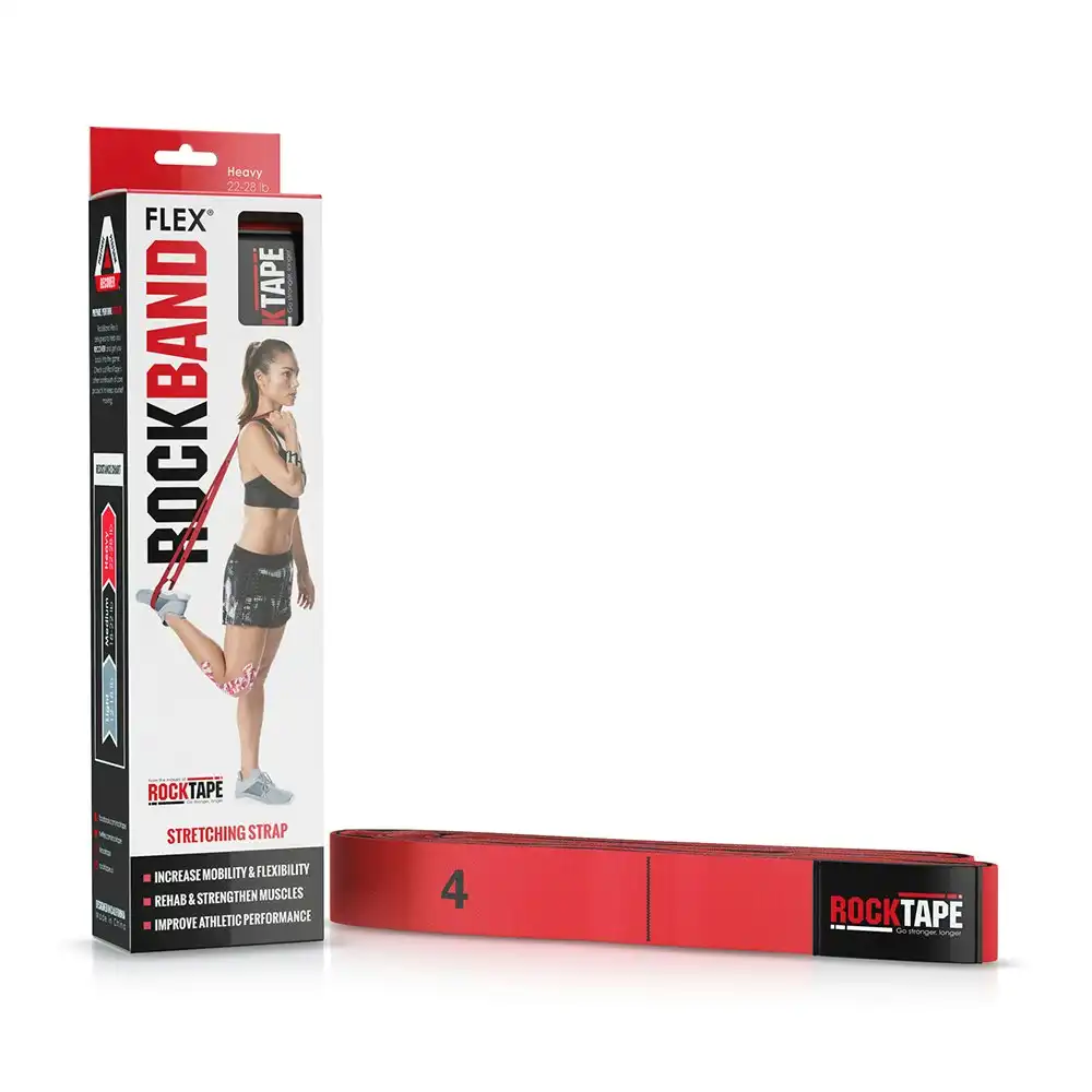 Rocktape Heavy 22-28lb RockBand Flex Strengthen Muscles Stretching Strap Red