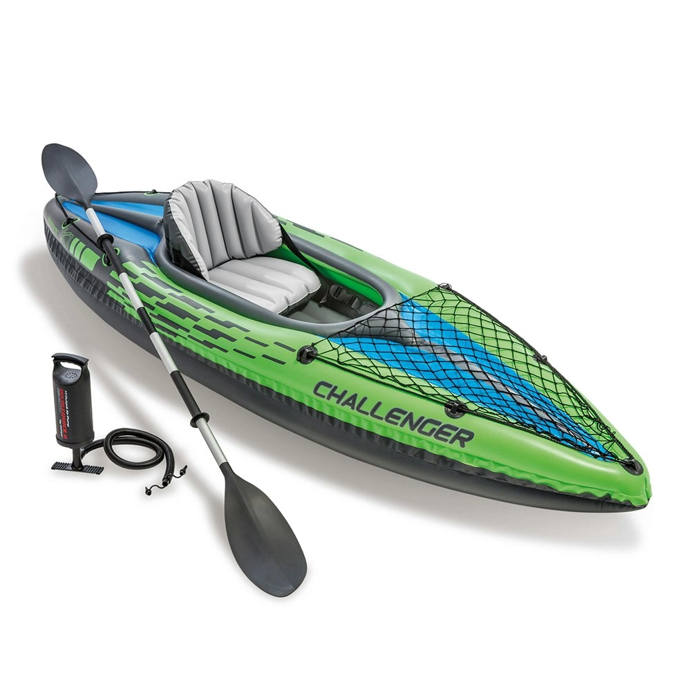 Intex Sports Challenger K1 Inflatable Kayak 1 Seat Floating Boat Oars River/Lake