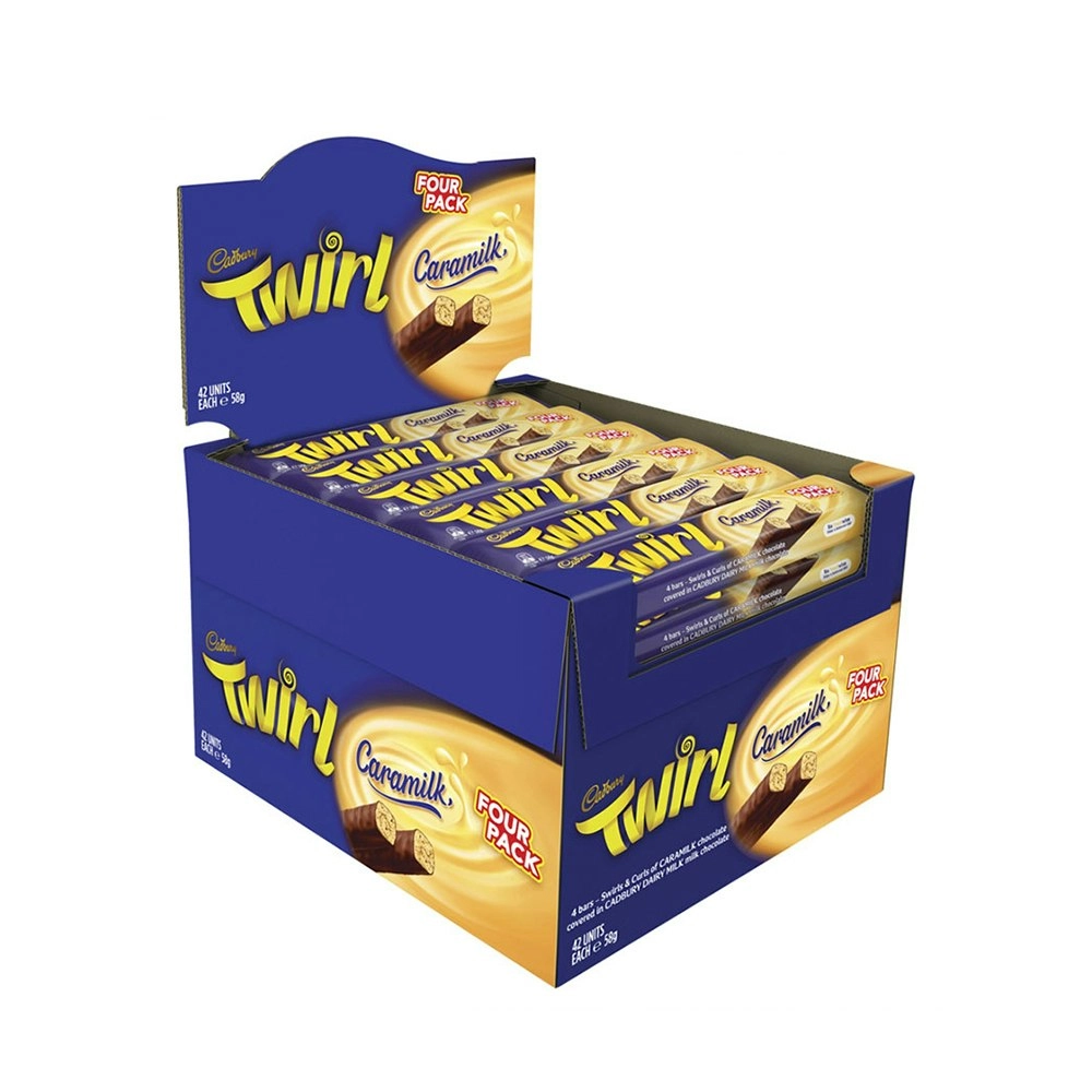 42pc Cadbury Twirl Milk Chocolate 58g Caramilk Sweet Confectionery Choco Bar