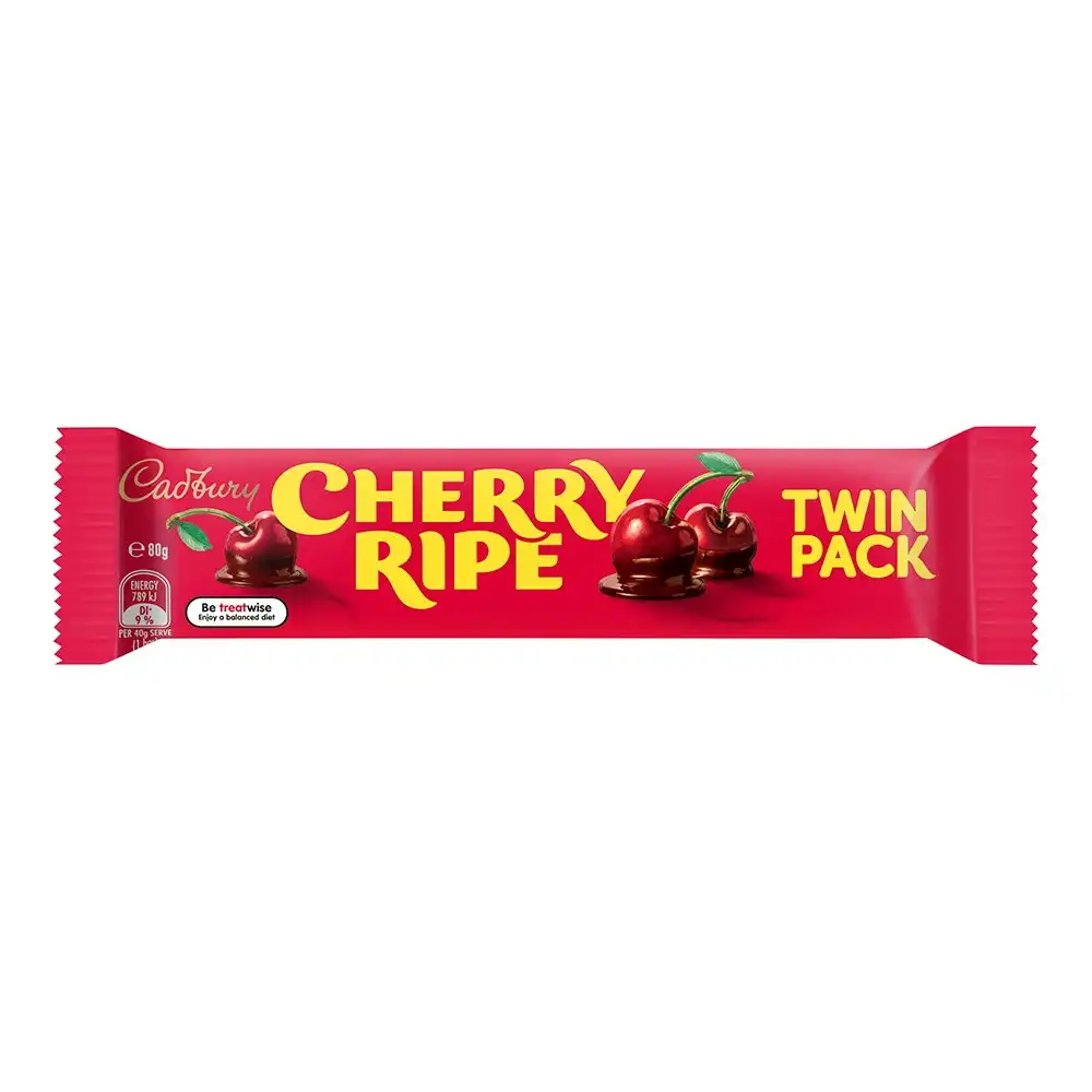 36pc Cadbury Chocolate Cherry Ripe 80g Confectionery Twin Pack Choco Bar Treats