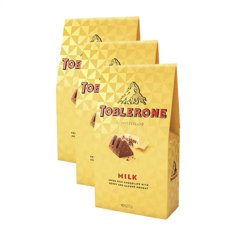 3x Toblerone 120g Chocolate Gift Pouch Pack Bag Choc Sweet Snack Sharepack Treat