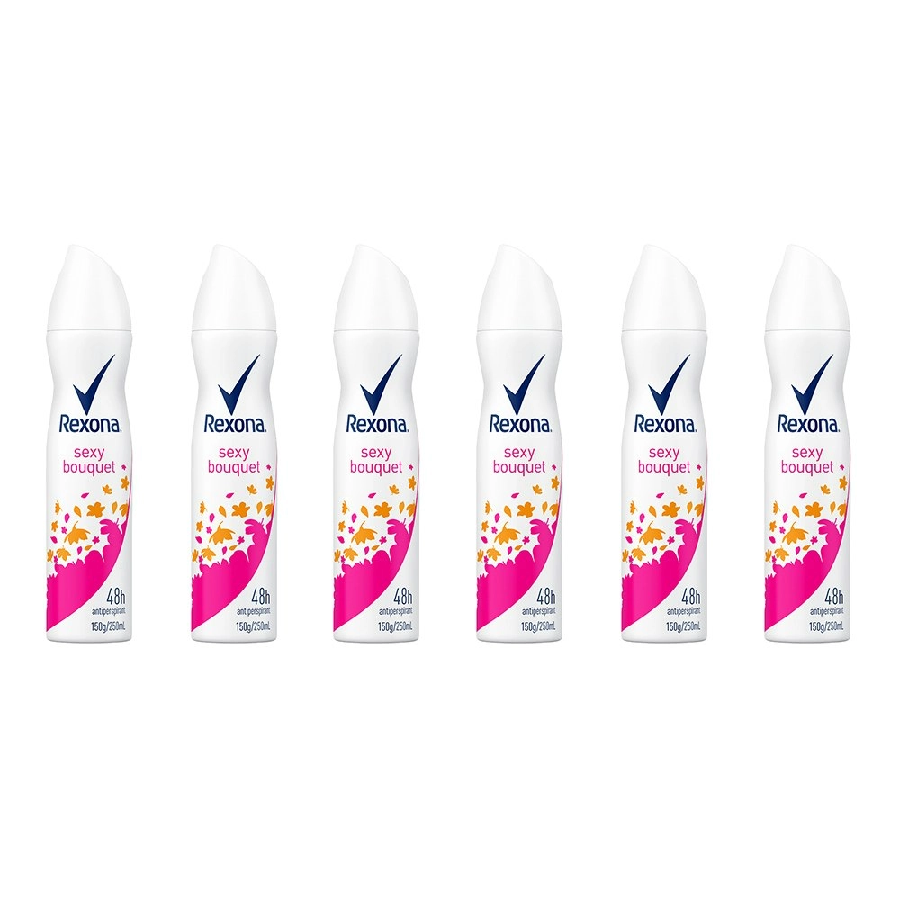 6x Rexona 250ml Women Antiperspirant Antibacterial Deodorant Aerosol Spray Sexy