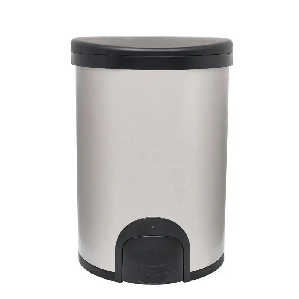 White Magic 20L Smart Bin Toe Tap Rubbish Can Foot Pedal Trash Container Silver