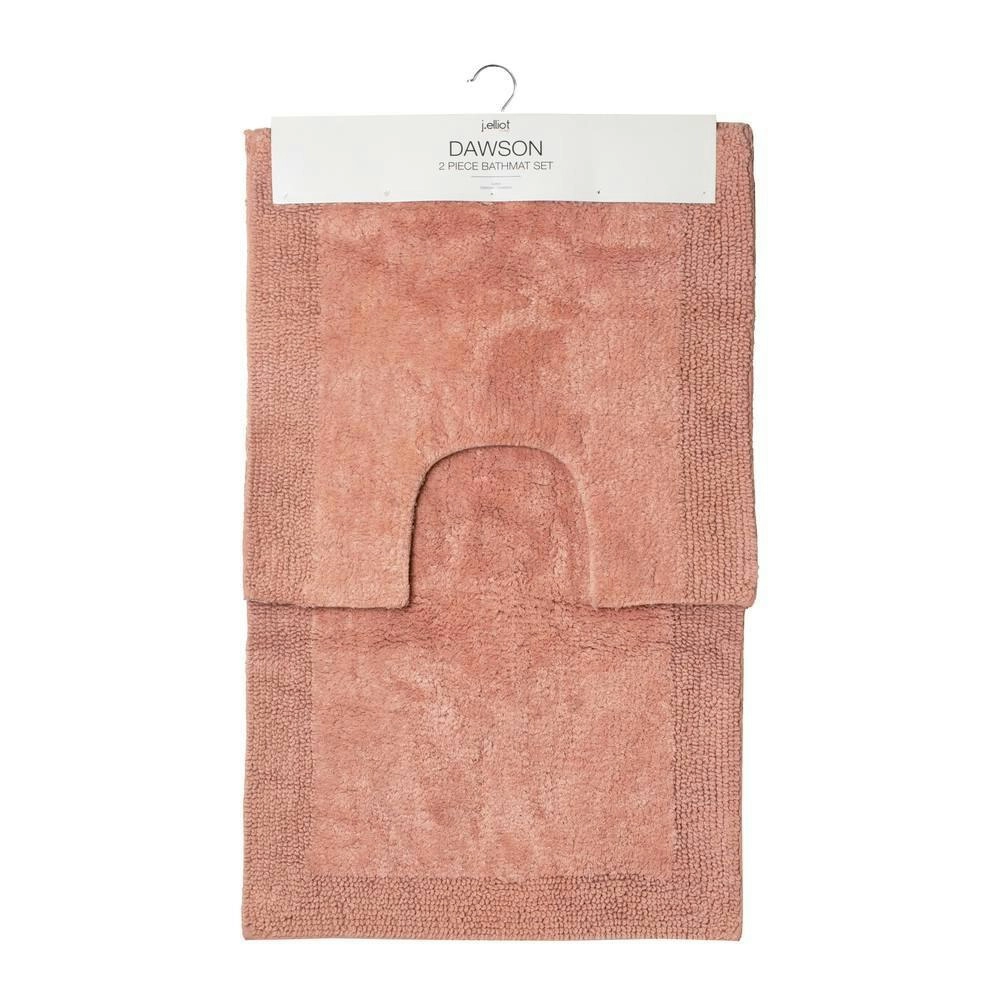 2pc J.Elliot Dawson Cotton Bathmat Home Bathroom Toilet/Shower Rug Set Clay Pink