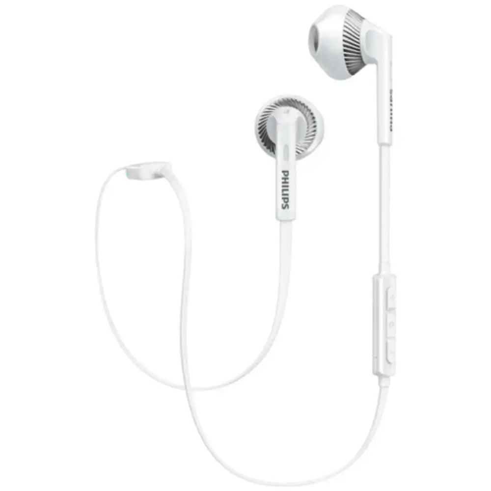 Philips SHB5250WT Wireless Bluetooth Earphones Headphones Headset w/ Mic White