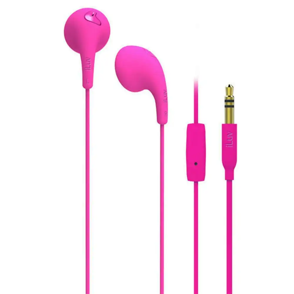 ILuv Pink Bubble Gum Talk Earphones Headset w/ Mic for iPhone/iPad/IOS Android