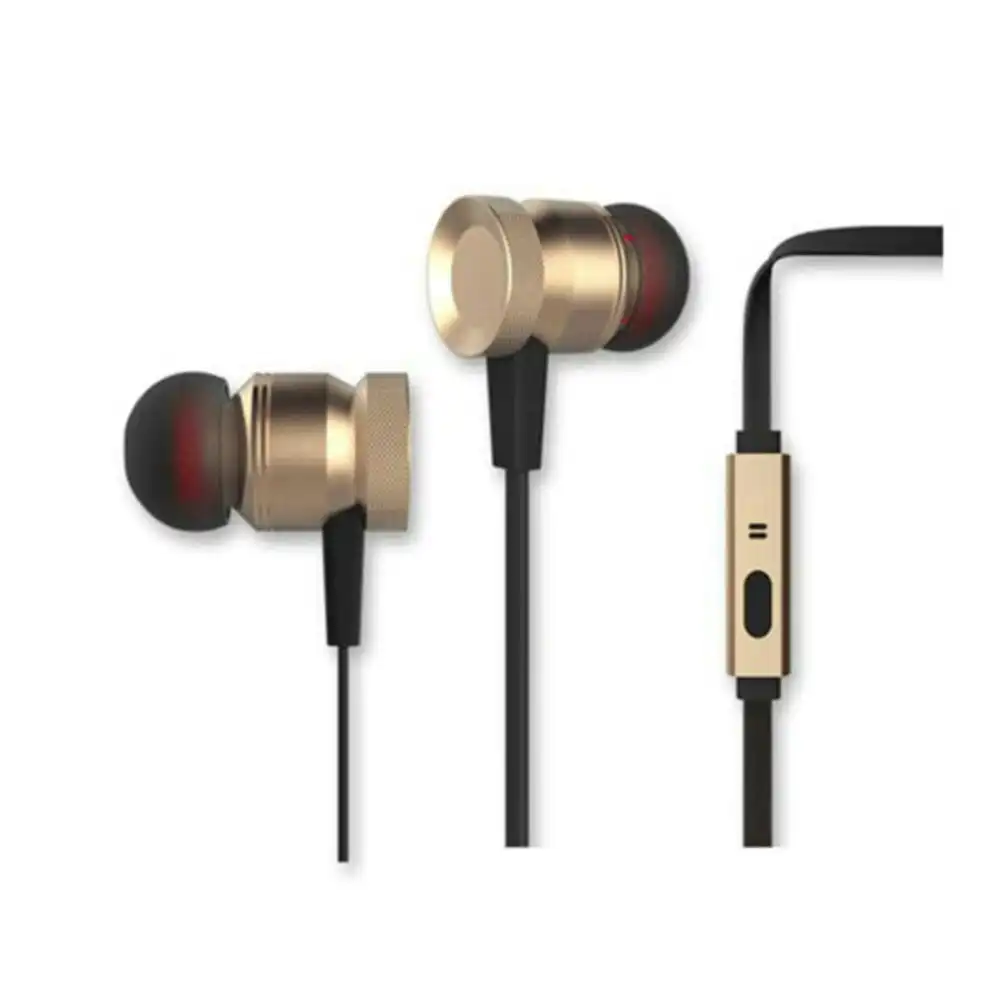 Sansai Metallic Gold Stereo Earphones/Headphones w/ Mic Headset for iPhone