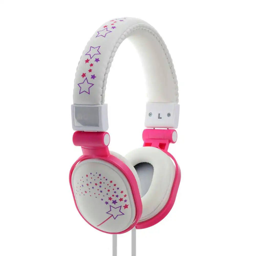 Moki Popper Children/Kids Headphones Over Ear Cup Stereo Headband Sparkles White