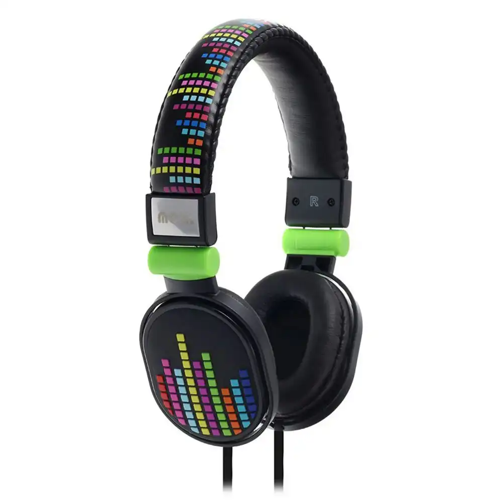 Moki Popper Children/Kids Headphones Over Ear Cup Stereo Headband Levels Black
