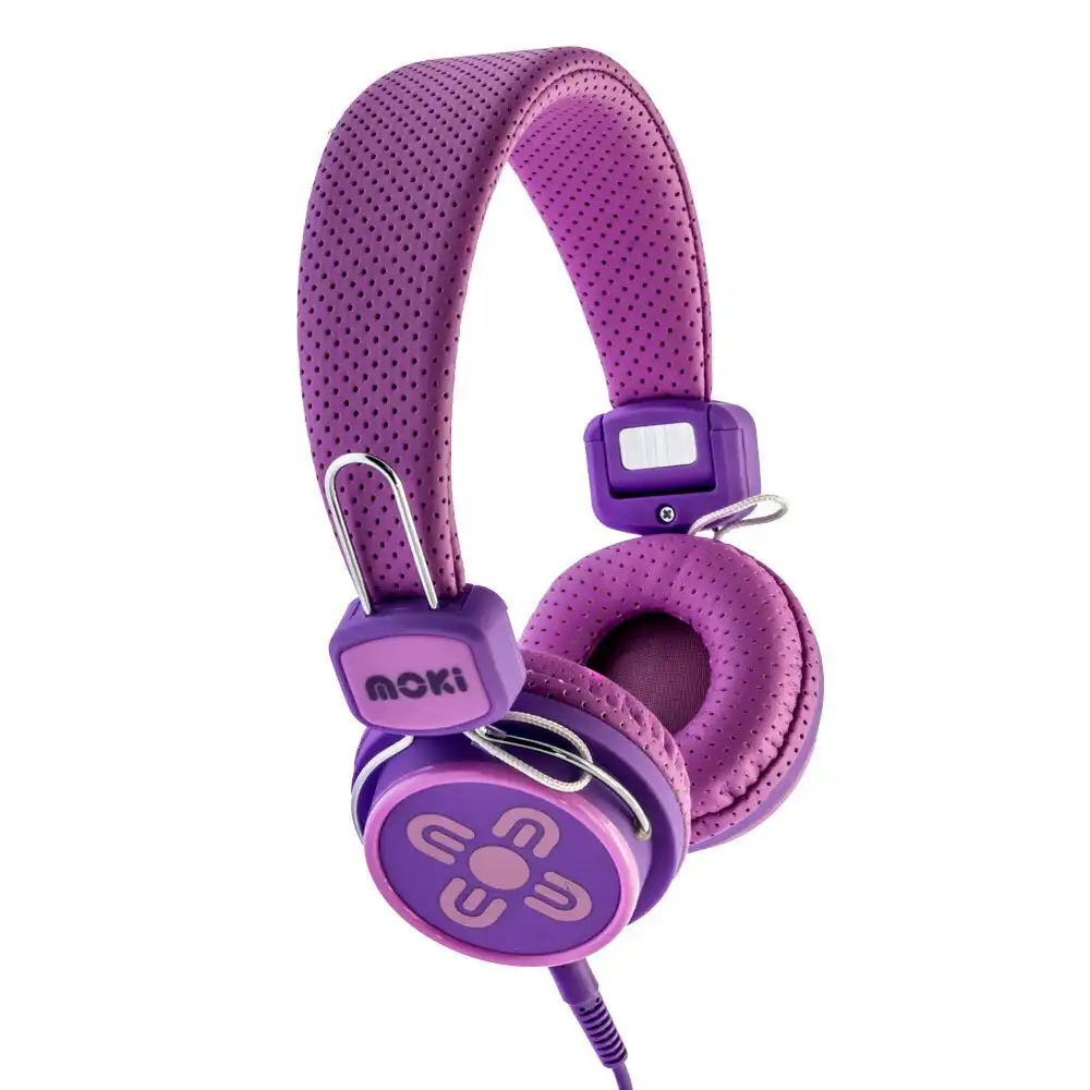 Moki Kid Safe Volume Limited Headphones Over Ear Cup Headband Kids 3y+ Pink/PP