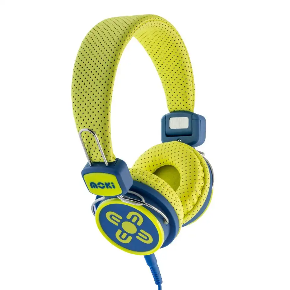 Moki Kid Safe Volume Limited Headphones Over Ear Cup Headband Kids 3y+ Blue/YL
