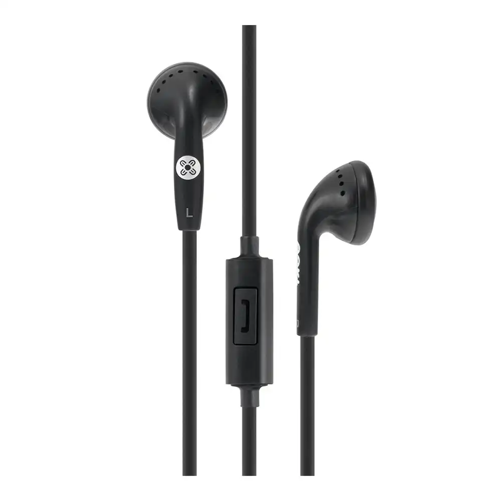 Moki Stereo In-Ear Earphones 3.5mm Jack Headset w/Volume Control/In-Line Mic BLK