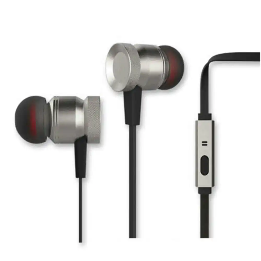 Sansai Metallic Stereo Earphones/Headphones w/Mic/AUX Input for Iphone Silver