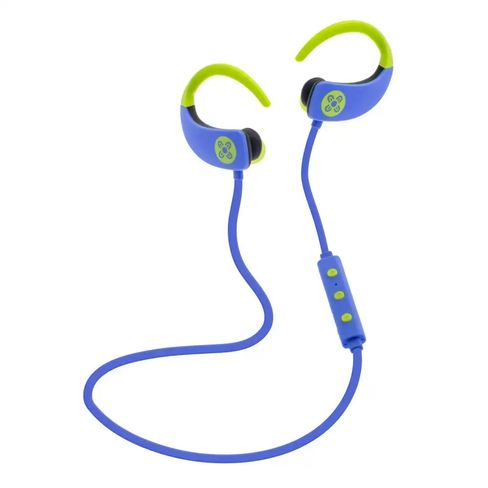 Moki Octane Blue Wireless Bluetooth Earphones Ear-Hooks Sports Headset w/Mic