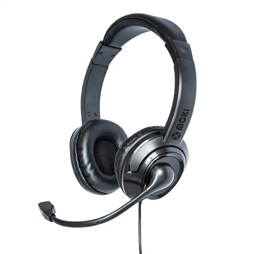 Moki USB Headphones Wired Headset w/Boom Mic/Volume Control for Laptop/PC