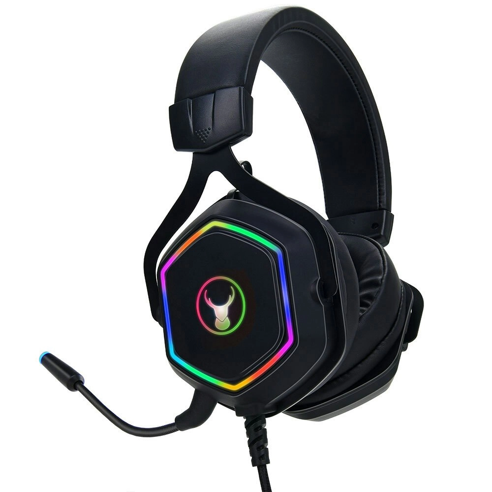 Bon.Elk RGB Gaming Headphones/Headset w/ Mic/3.5mm/Splitter For PC/Console Black