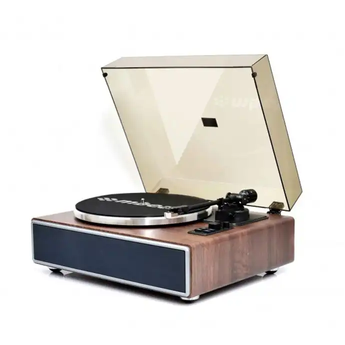 mBeat HiFi 35W 33/45 RPM Turntable/Vinyl Player w/ Bluetooth Speakers Walnut