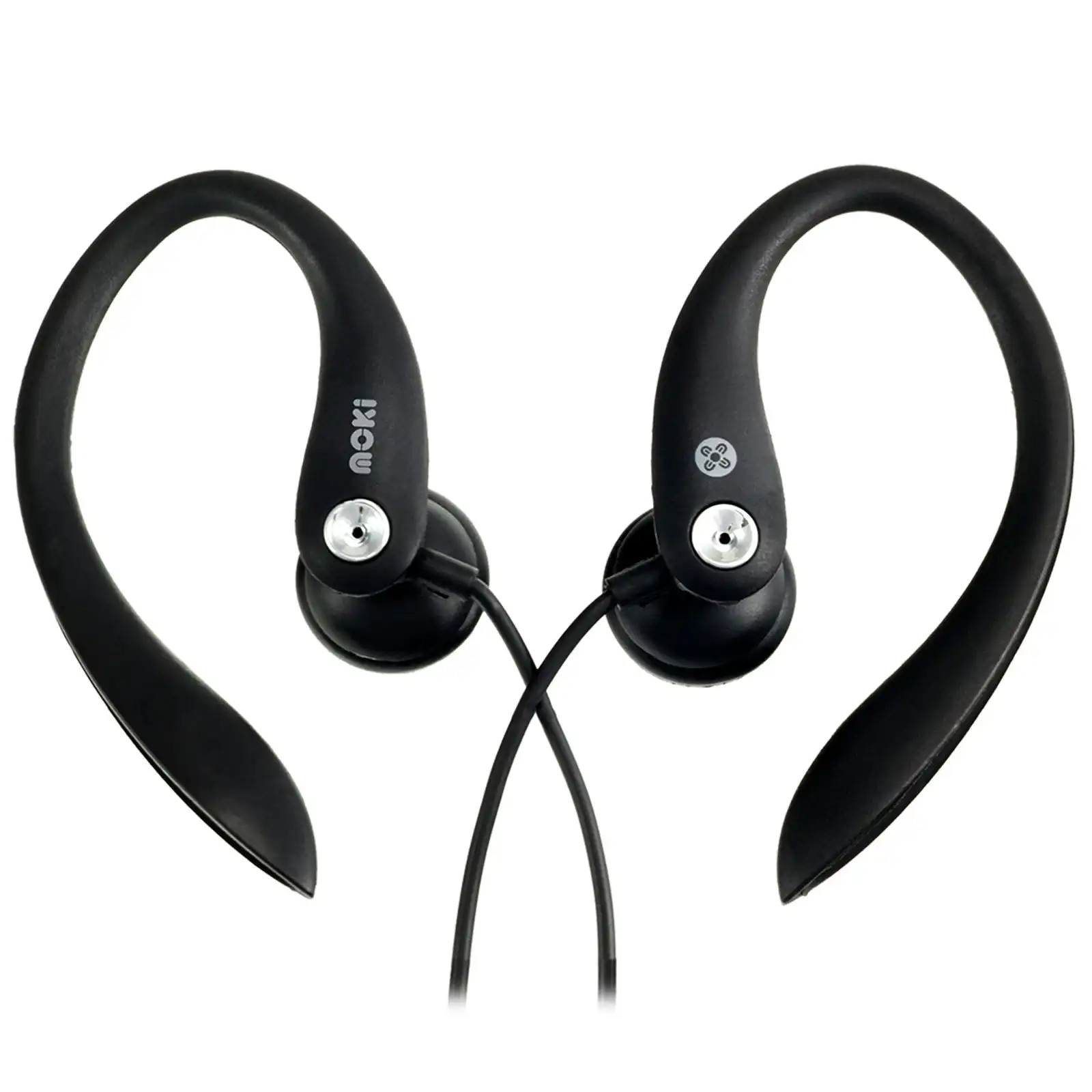 Moki Sports/Gym Headphones/Earphones w/Ear Hooks/3.5mm for iPhone/Android Black
