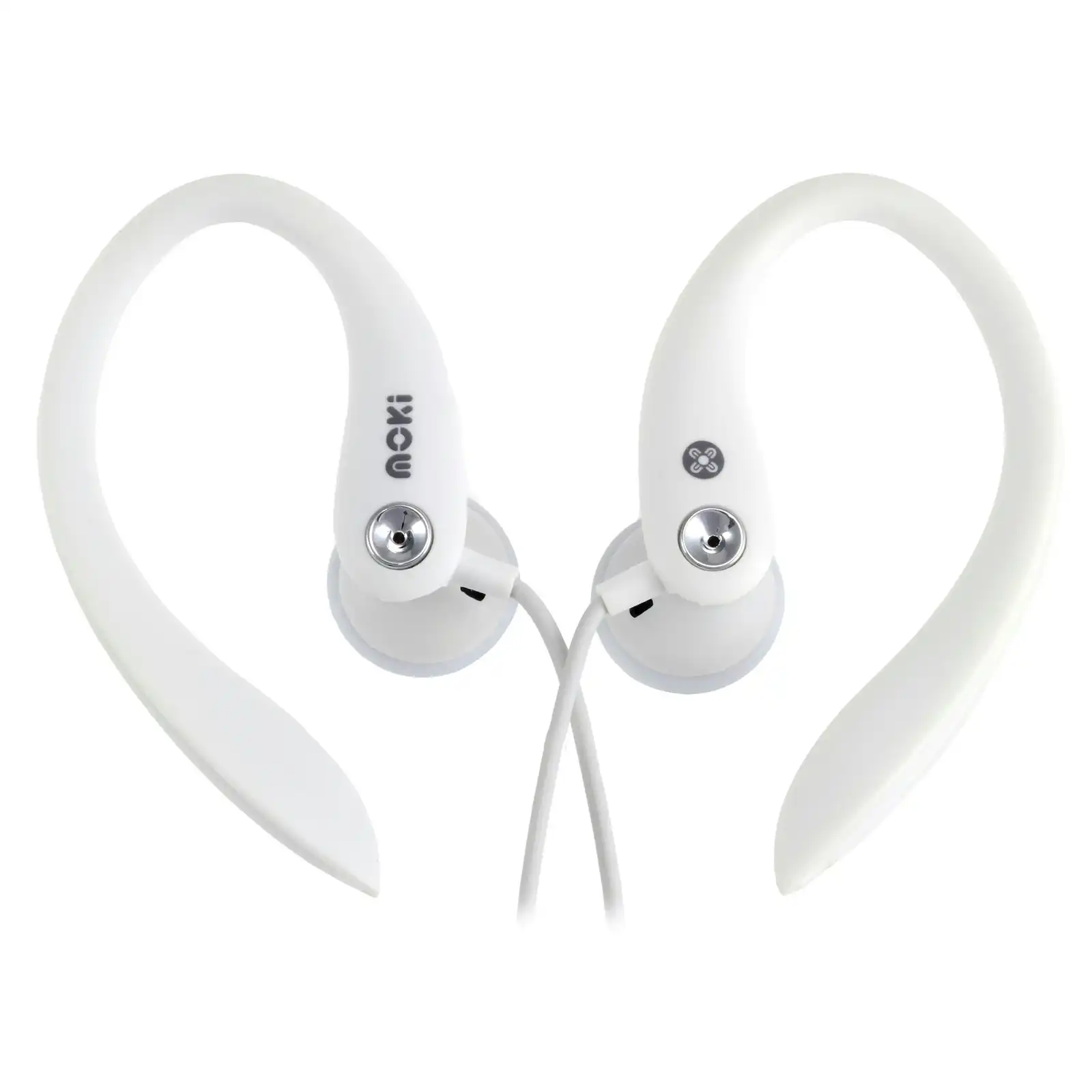 Moki Sports/Gym Headphones/Earphones w/Ear Hooks/3.5mm for iPhone/Android White