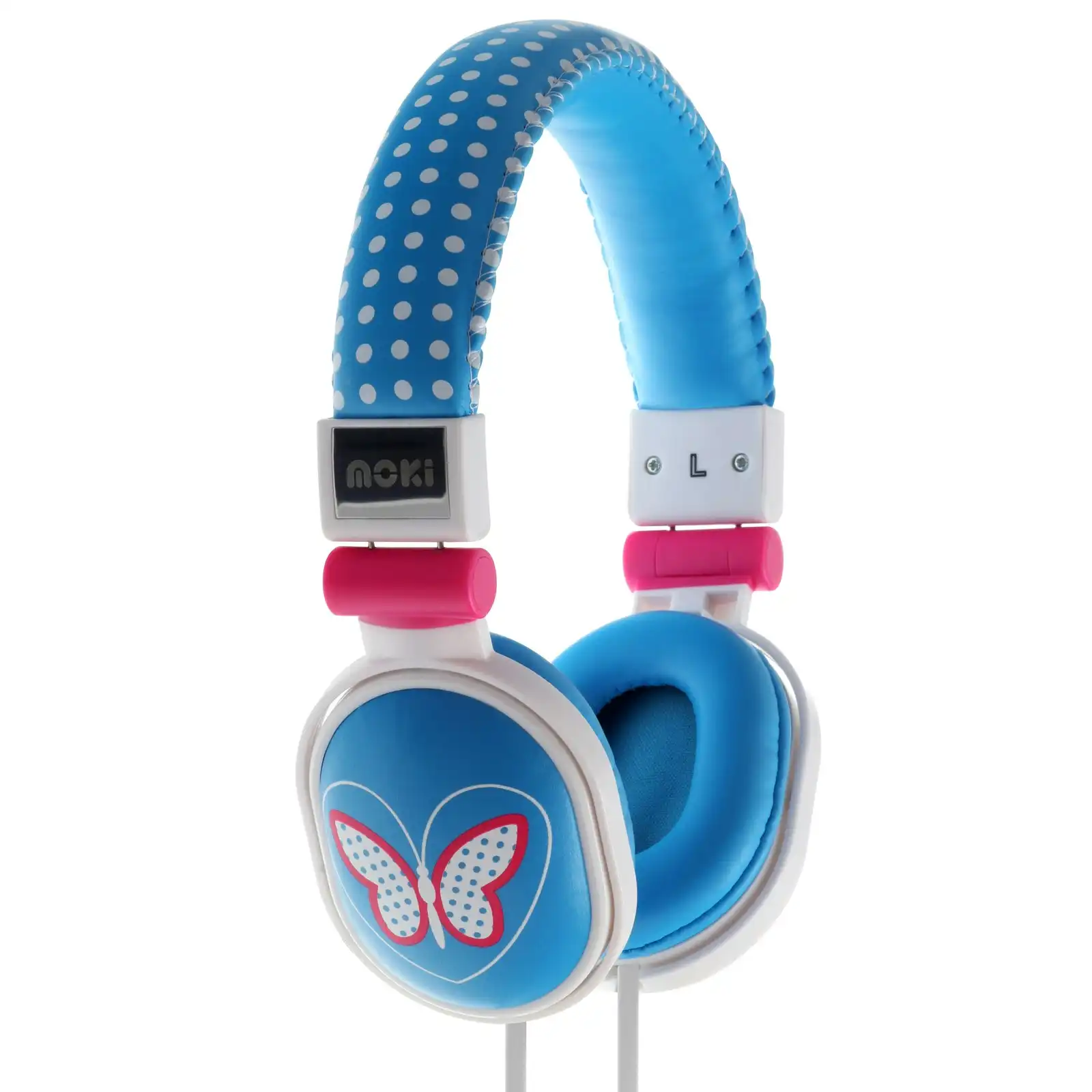 Moki DJ Style Popper Wired Headphones for iPhone/Samsung Phones Butterfly Blue