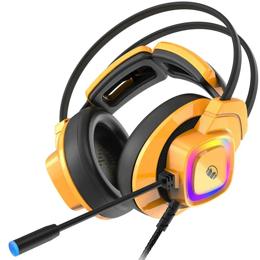 Monster Mission Bot PC Gaming Headset Over-Ear Plug-In/Wired 3.5mm w/Mic Yellow