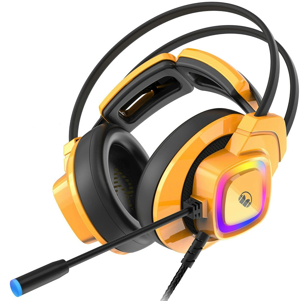 Monster Mission Bot PC Gaming Headset Over-Ear Plug-In/Wired 3.5mm w/Mic Yellow