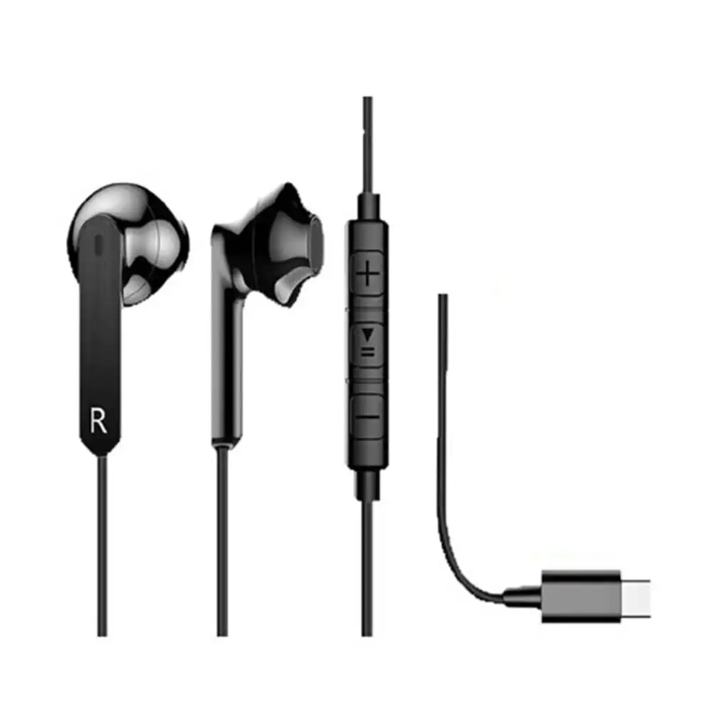 Sansai USB Type-C Stereo Audio Headset/Earphones for Pixel/Samsung/iPhone Black