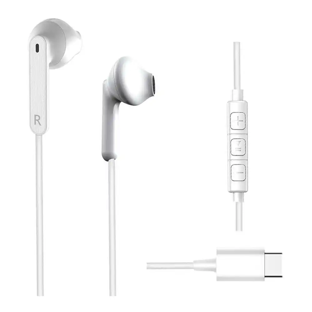 Sansai USB Type-C Stereo Audio Headset/Earphones for Pixel/Samsung/iPhone White