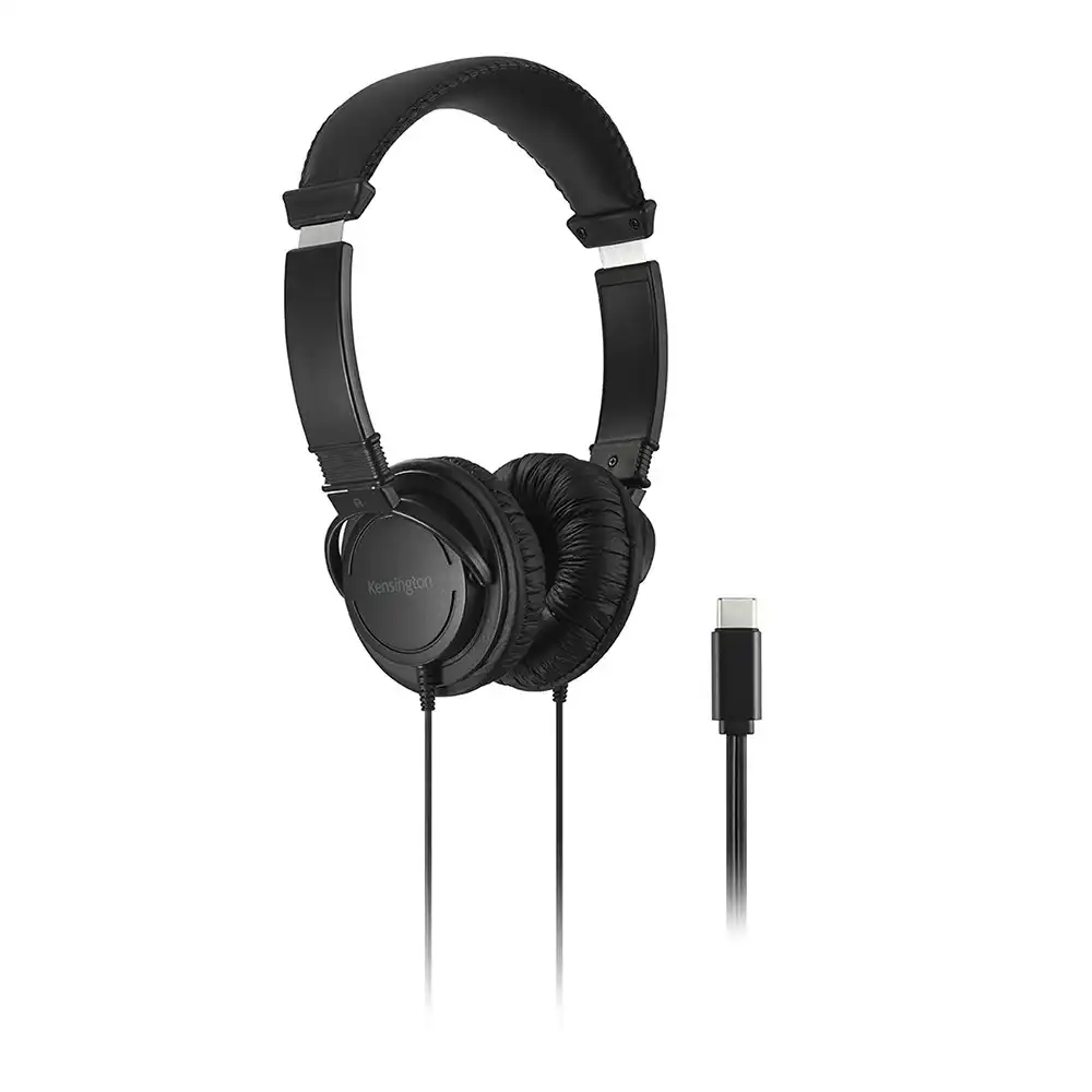 Kensington USB-C Wired On-Ear Hi-Fi Headphones/Headset For Laptop/Notebook Black