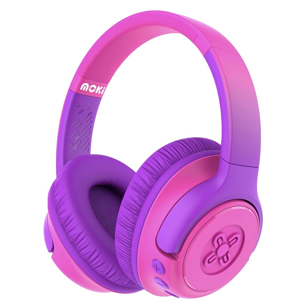 Moki Mixi Kids Volume Limited Wireless/Bluetooth 3.5mm Headphones Pink Purple