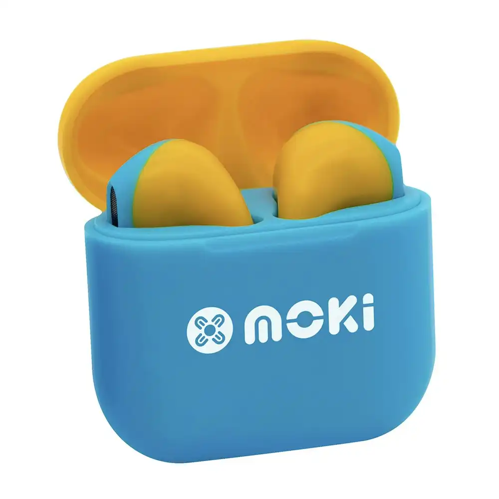 Moki MokiPods Mini TWS Wireless/Bluetooth Earphones Kids Volume Limited BLU/YLW