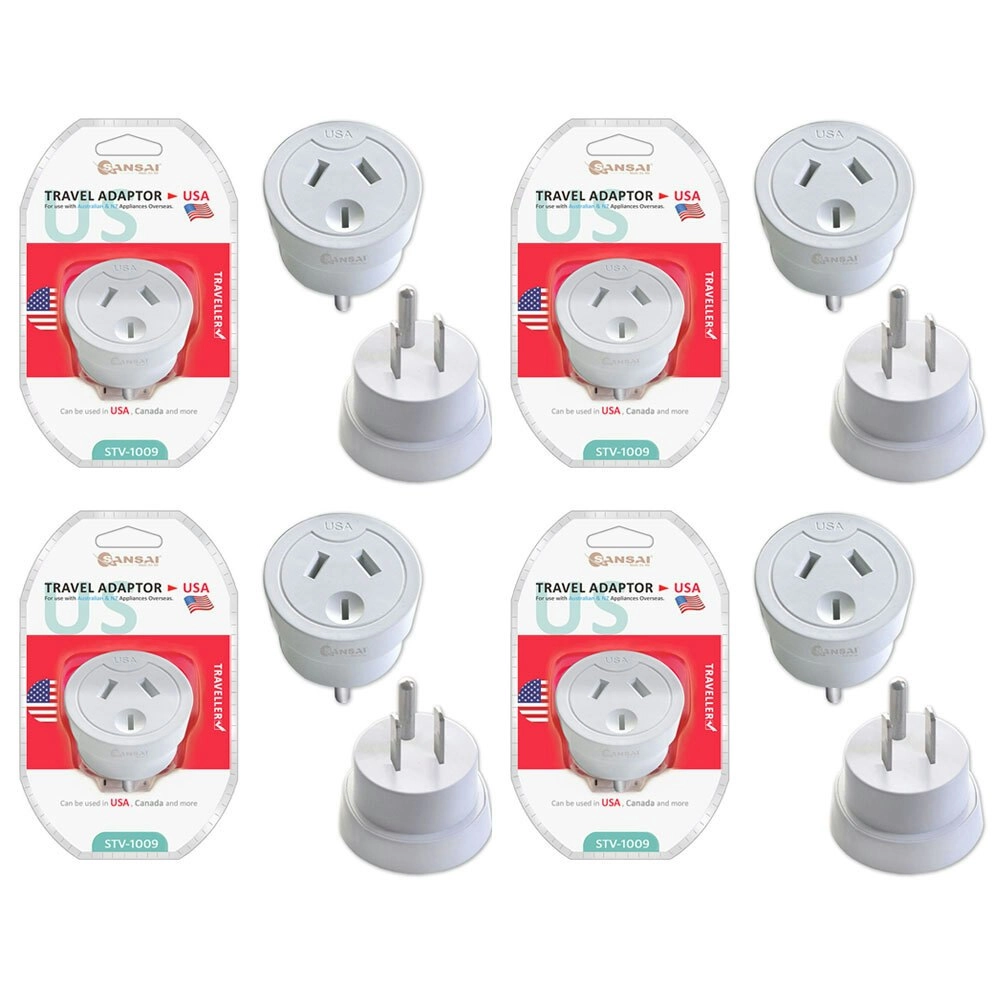 4PK Sansai Australia/NZ Travel Adaptor STV-1009 240V f/ US/USA/Canada/Overseas