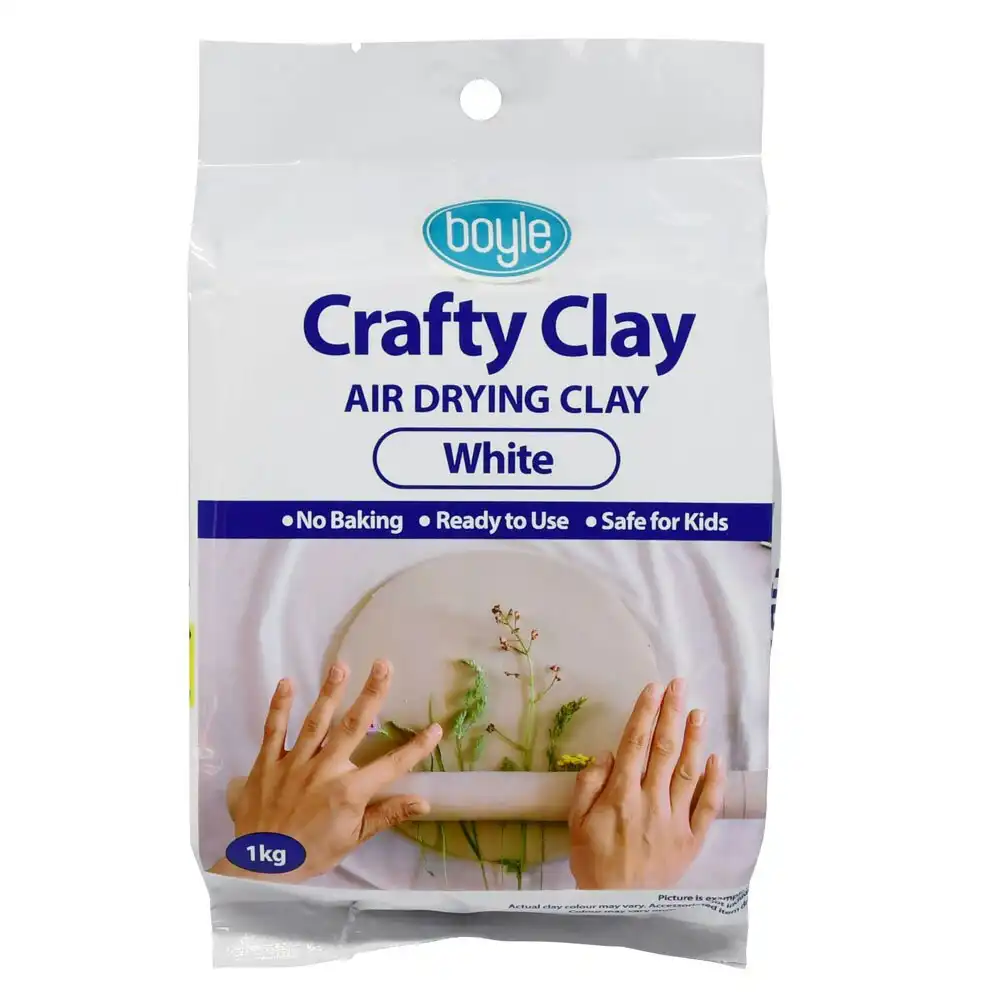 Boyle Crafty 1kg Air Drying Clay Moulding Kids Activity/Play Craft/Art Toy White