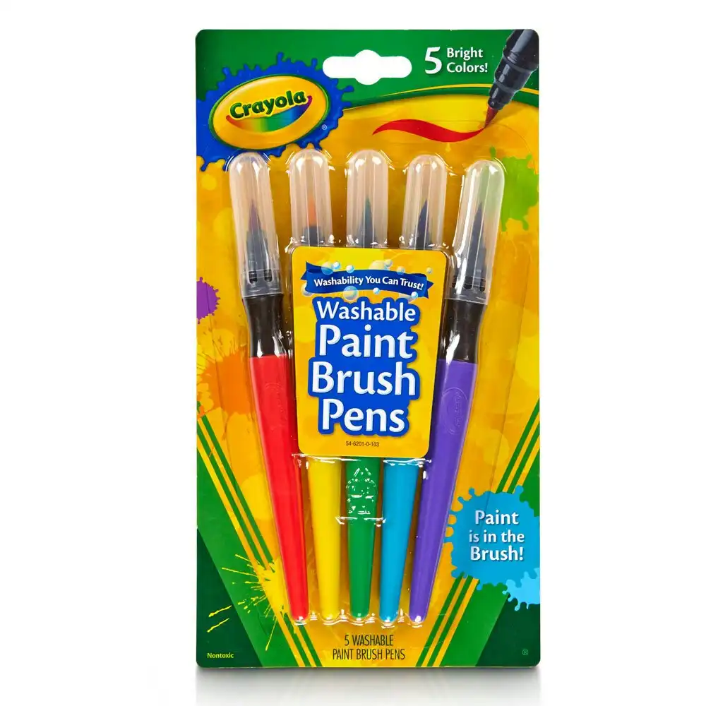 5pc Crayola Washable Colour Non Toxic Paint Brush Pen Crafts Kids/Children 3y+