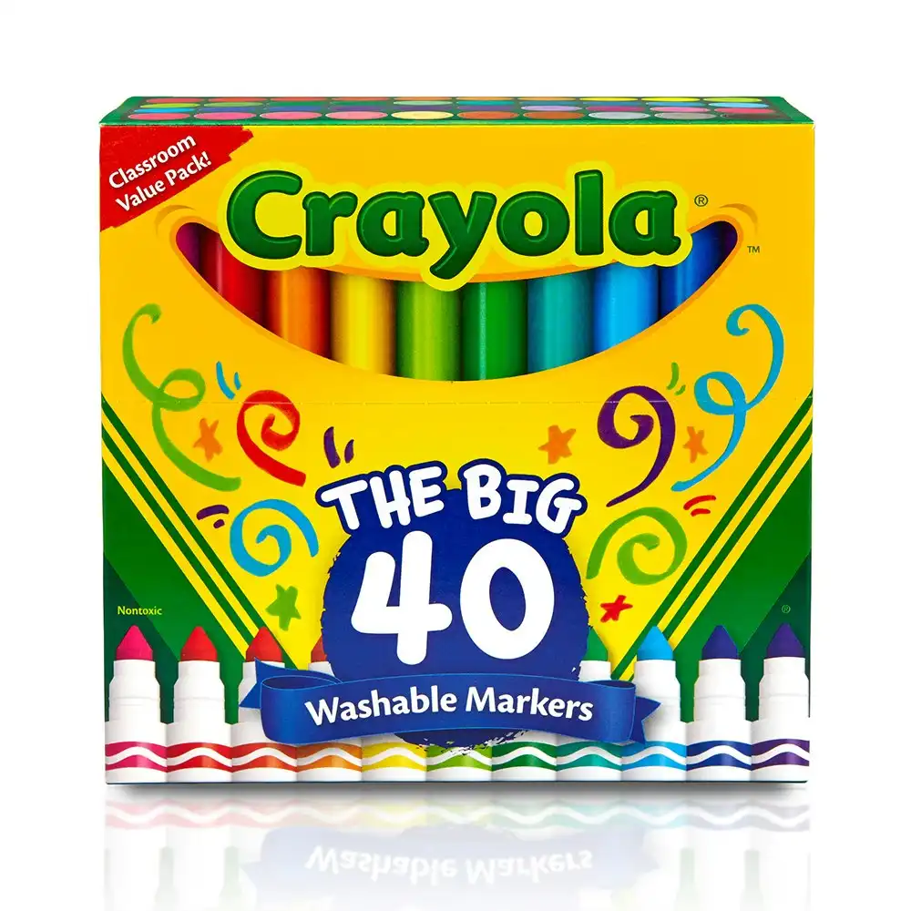 40pc Crayola The Big Washable Coloured Non Toxic Arts Markers Kids/Children 3y+