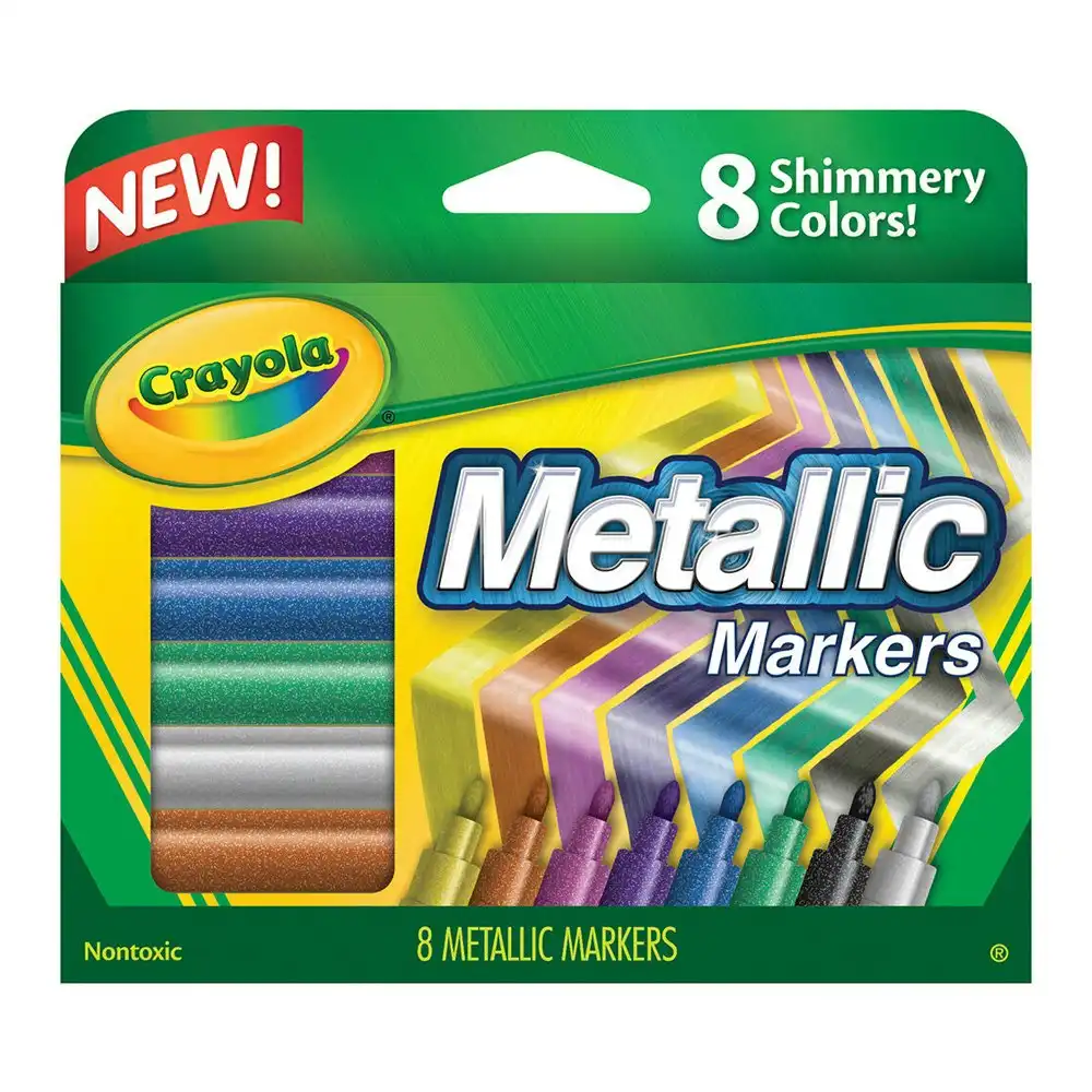 8pc Crayola Metallic Markers Colouring/Drawing Art/Craft Kids Stationery 3y+