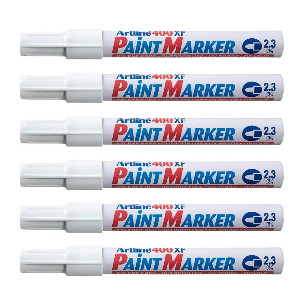 12PK Artline 400 Permanent Paint Marker 2.3mm Bullet Nib - White