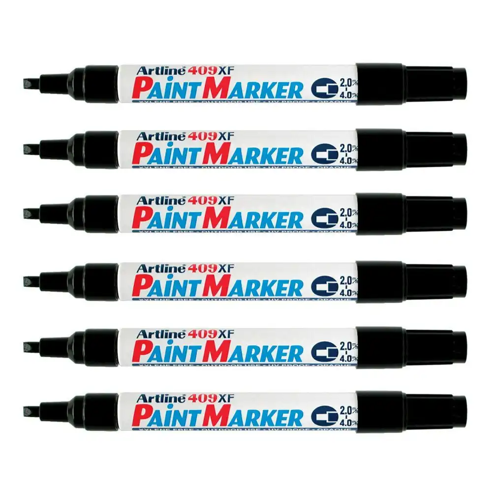 12PK Artline 409 Permanent Paint Marker 4.0mm Chisel Nib - Black