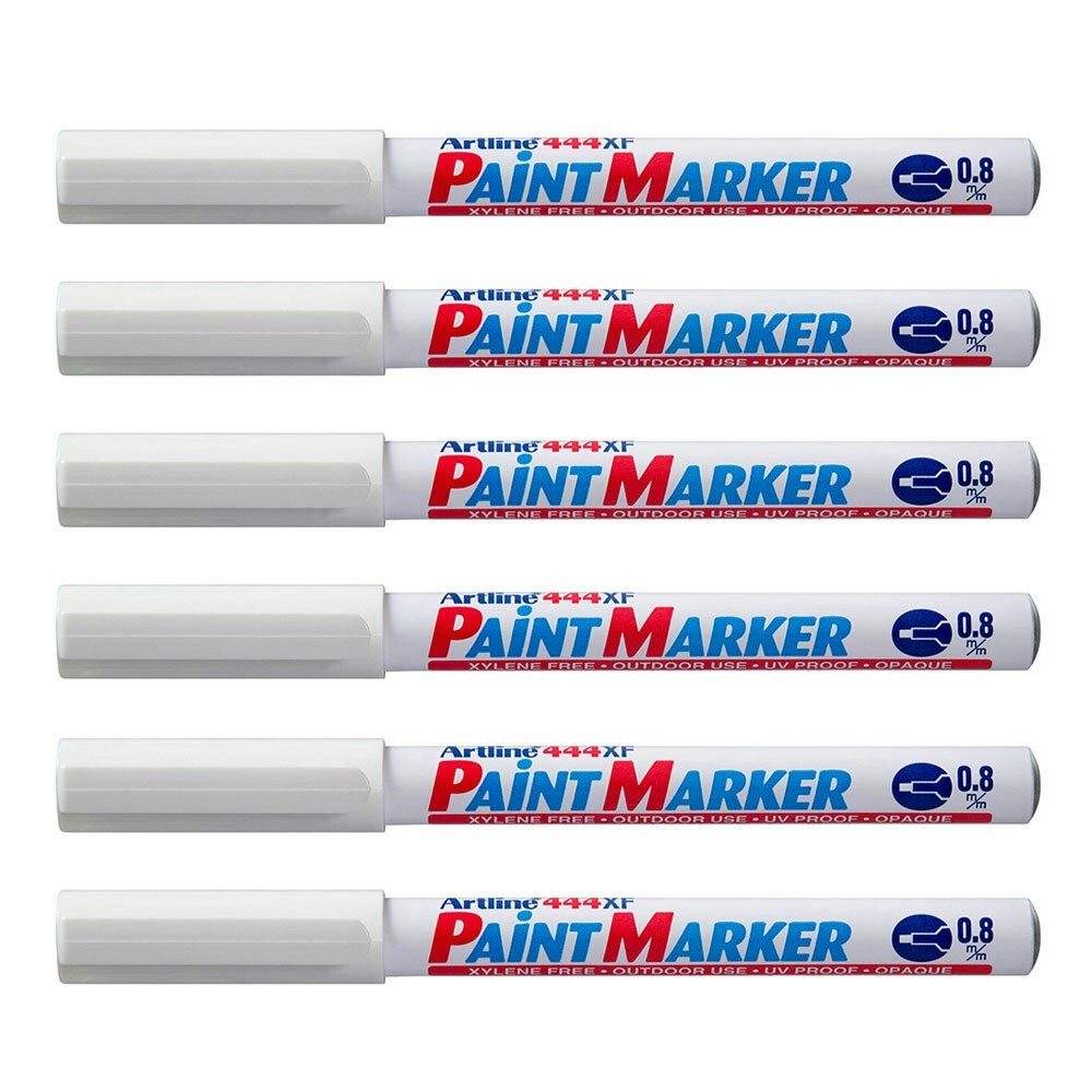 12PK Artline 444 Permanent Paint Marker 0.8mm Bullet Nib - White