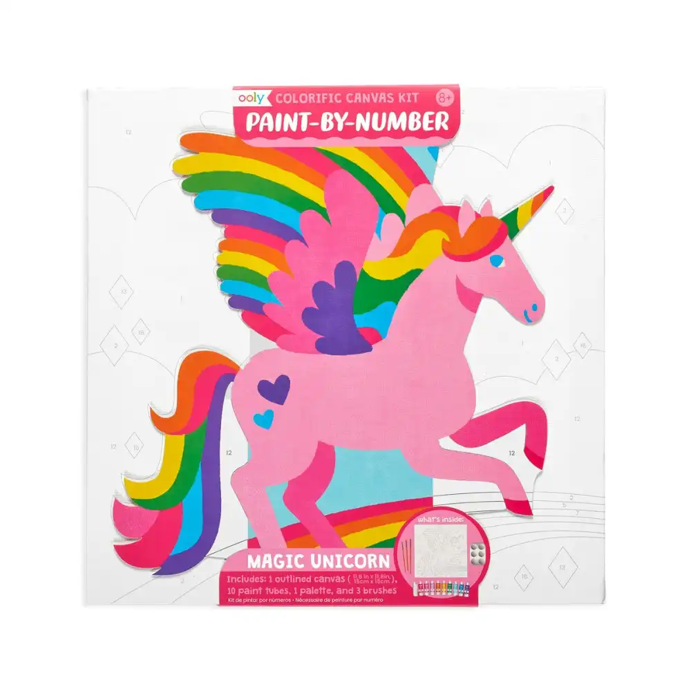 Ooly Colourific 30cm Art Canvas Activity Kit Paint By Number Unicorn Kids 8y+