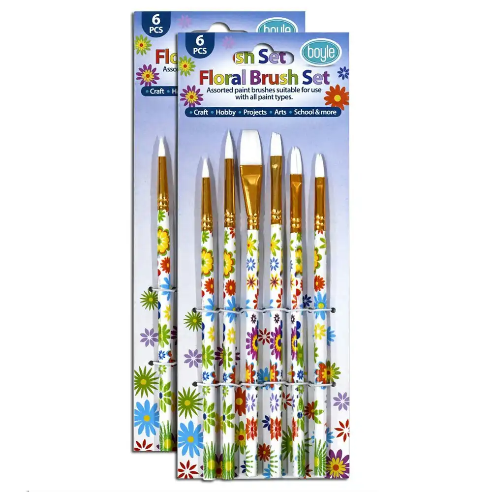 2x 6pc Boyle Floral Paint Brush Art Painting Tool For Acrylic/Watercolour/Oil
