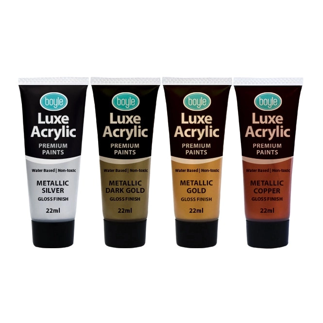 2x 4PK Luxe Acrylic 22ml Premium Water-Based Art Paint Tube Non-Toxic Metallic