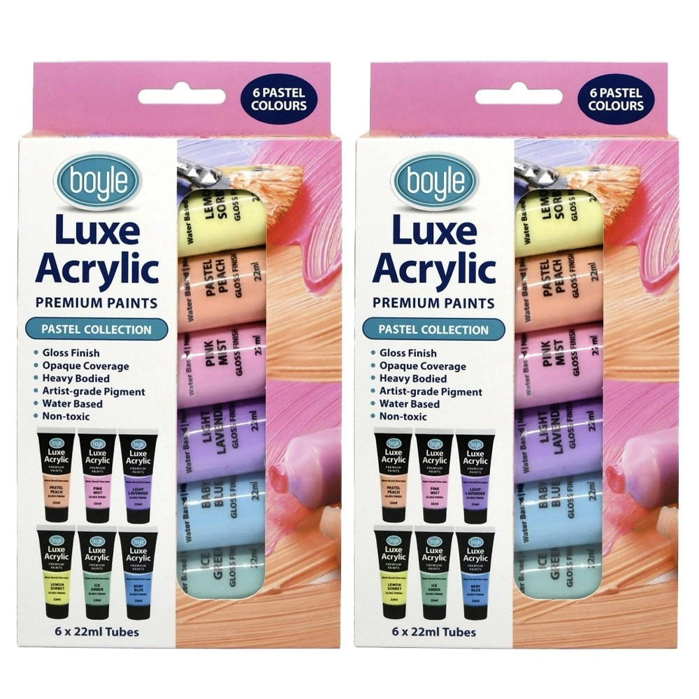 2x 6PK Luxe Acrylic Water-Based 22ml Premium Paint Tube Art Non-Toxic Pastel