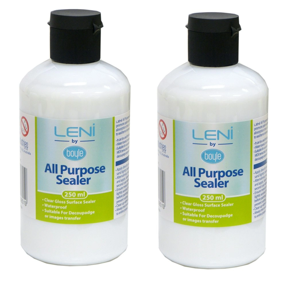 2x Boyle Leni All Purpose 250ml Clear Gloss Surface Sealer Non-Toxic Water Based