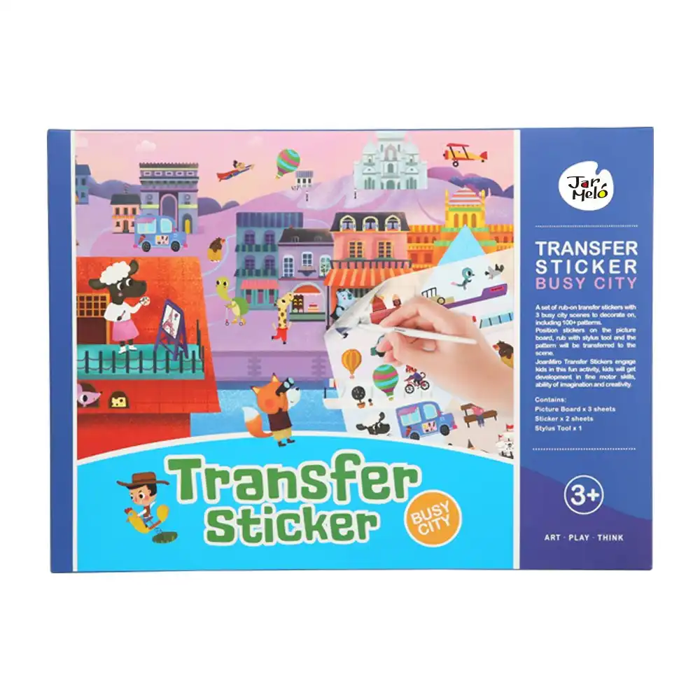 6pc Jarmelo Transfer Sticker Scenes Set Busy City Kids Art/Craft Fun Play Toy 3+