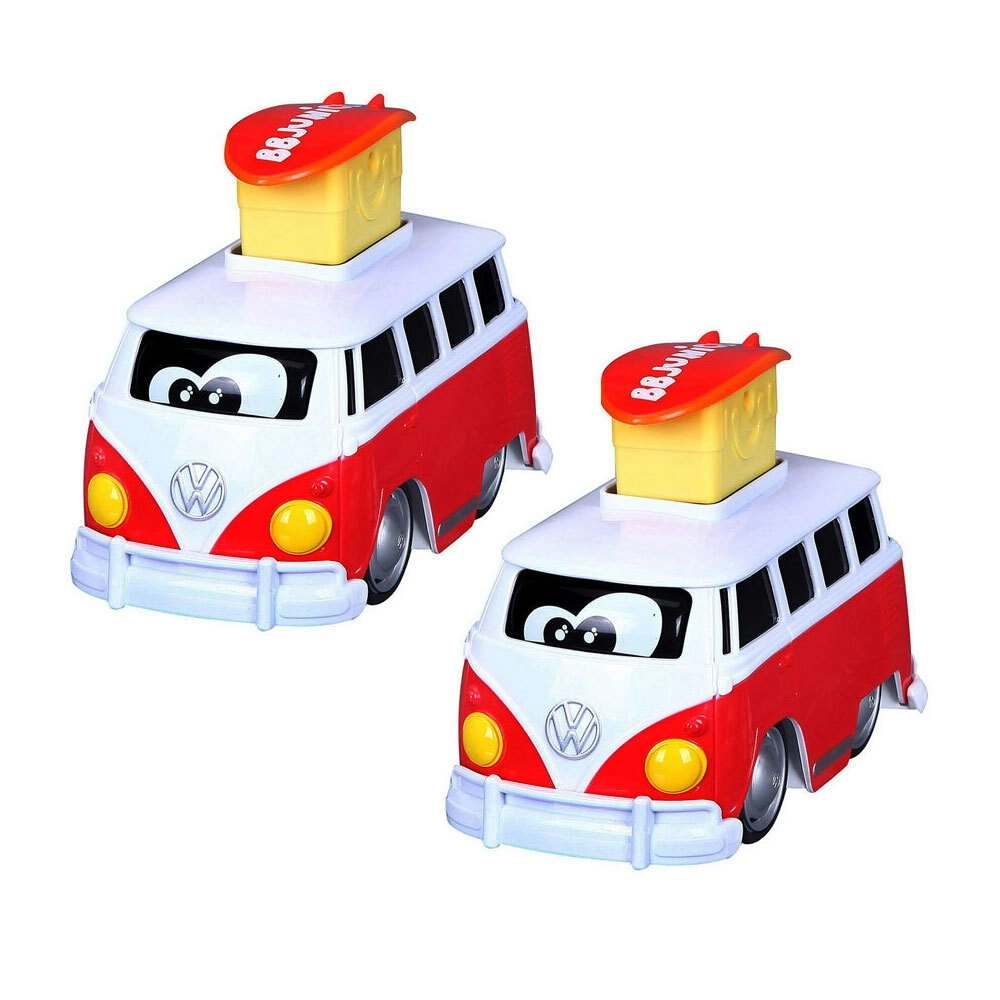 2x BB Junior 15cm Volkswagen Expression Changes/Press & Go Bus Toy Kids 9m+ Red